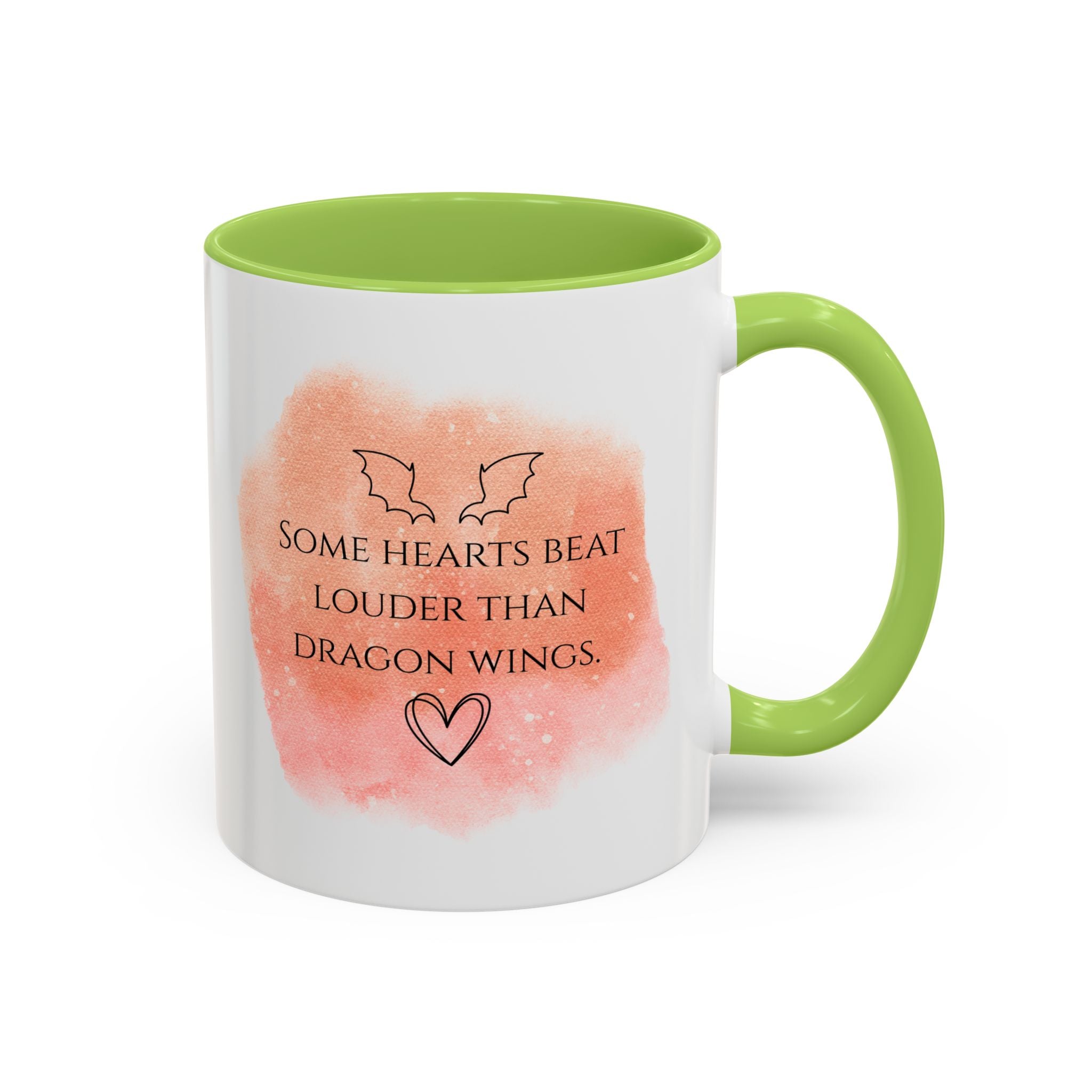 Dragon Hearts Accent Coffee Mug — “Some Hearts Beat Louder Than Dragon Wings”