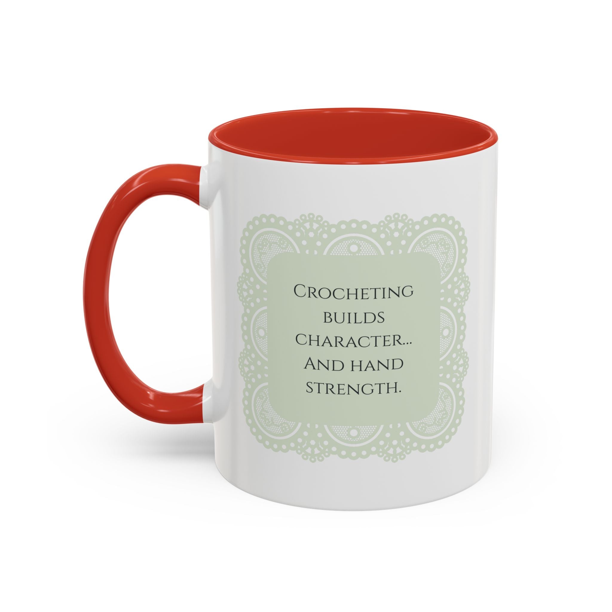 Funny Crochet Quote Accent Coffee Mug — Pastel Yarn Lover Gift (11/15oz)