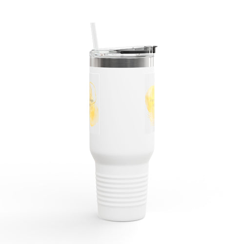40oz Insulated Travel Mug — Yellow Watercolor Lemon 'Chaos is Just a Delicious Opportunity'