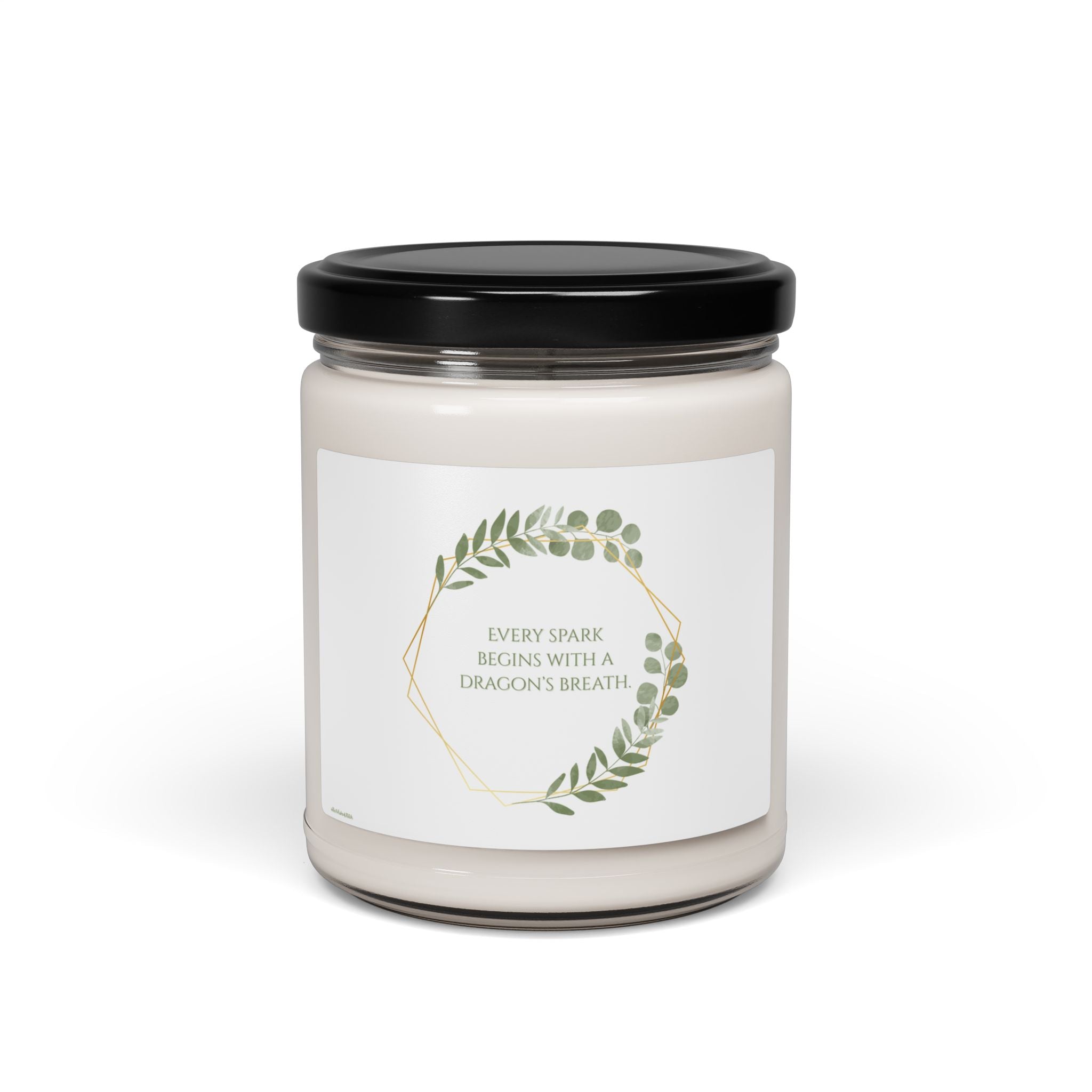 Soy Candle — "Every Spark Begins with a Dragon’s Breath" Botanical Scented Jar (9oz)