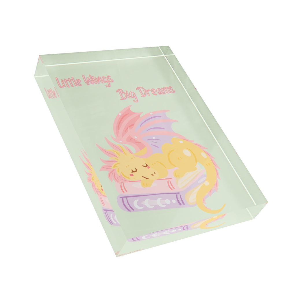 Photo Block - "Little Wings Big Dreams" Sleeping Dragon Kids Room Decor