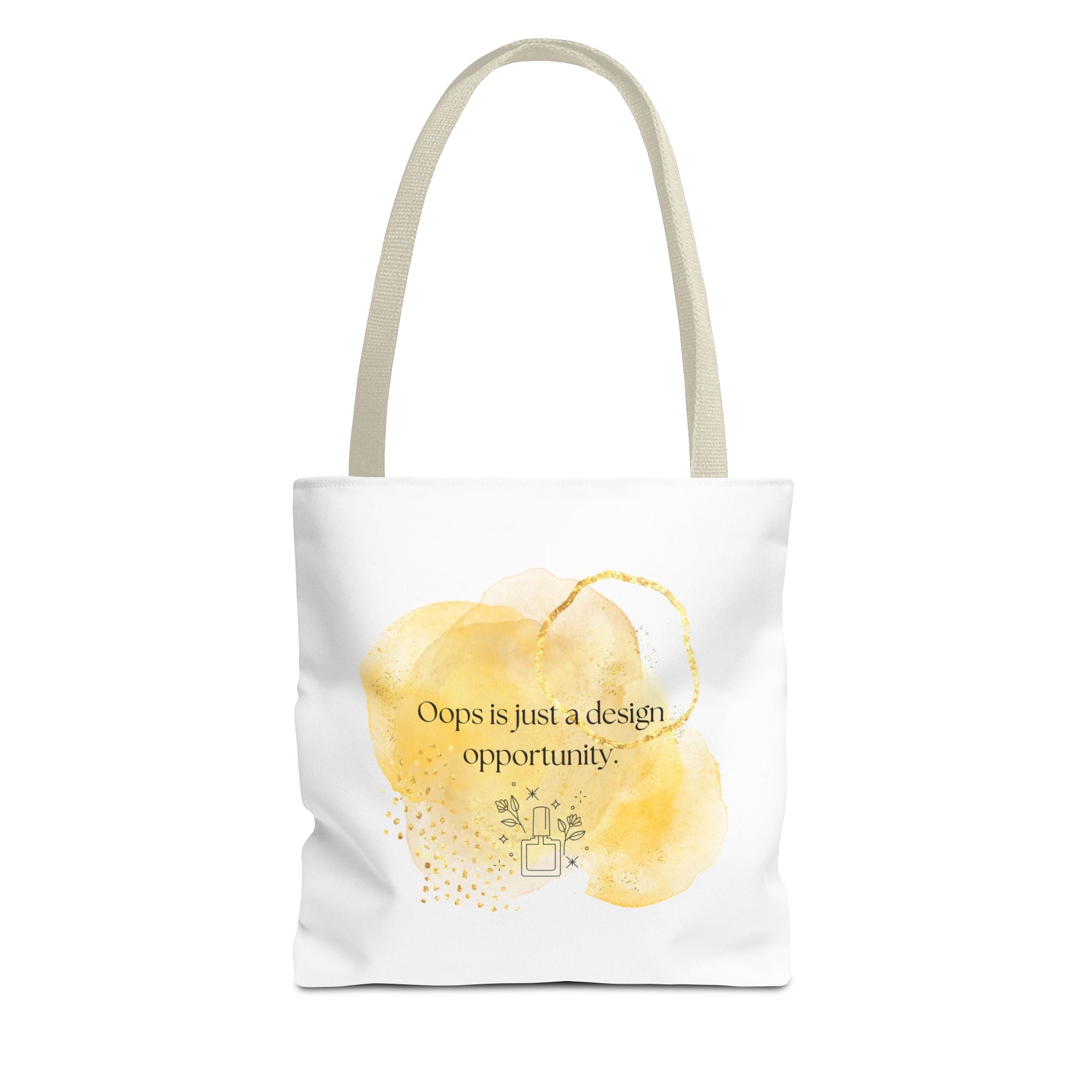 Inspirational Watercolor Tote Bag — "Oops is just a design opportunity"