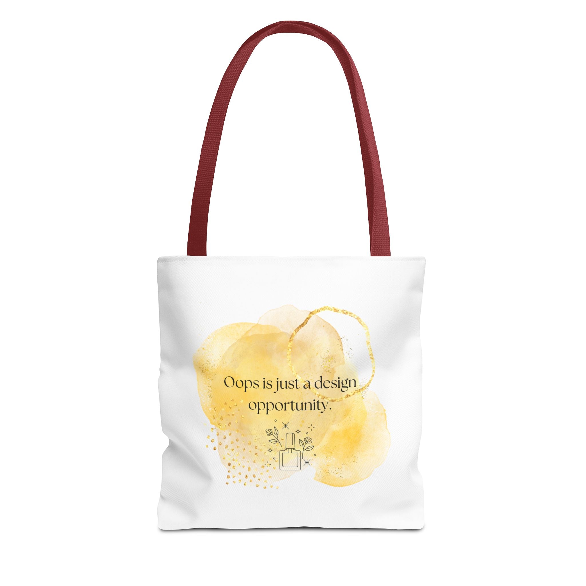 Inspirational Watercolor Tote Bag — "Oops is just a design opportunity"