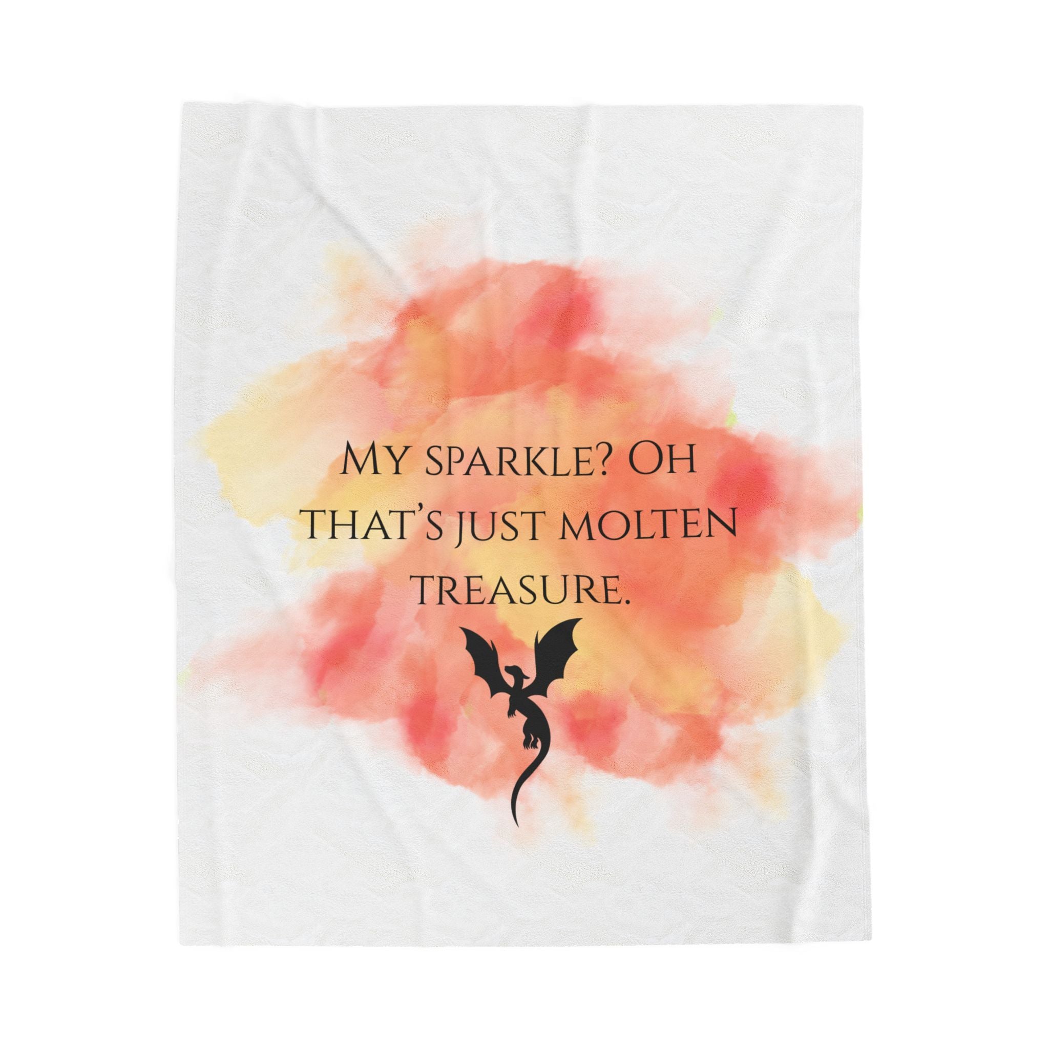 Velveteen Plush Blanket — "My Sparkle? Oh That's Just Molten Treasure" Dragon Watercolor Throw