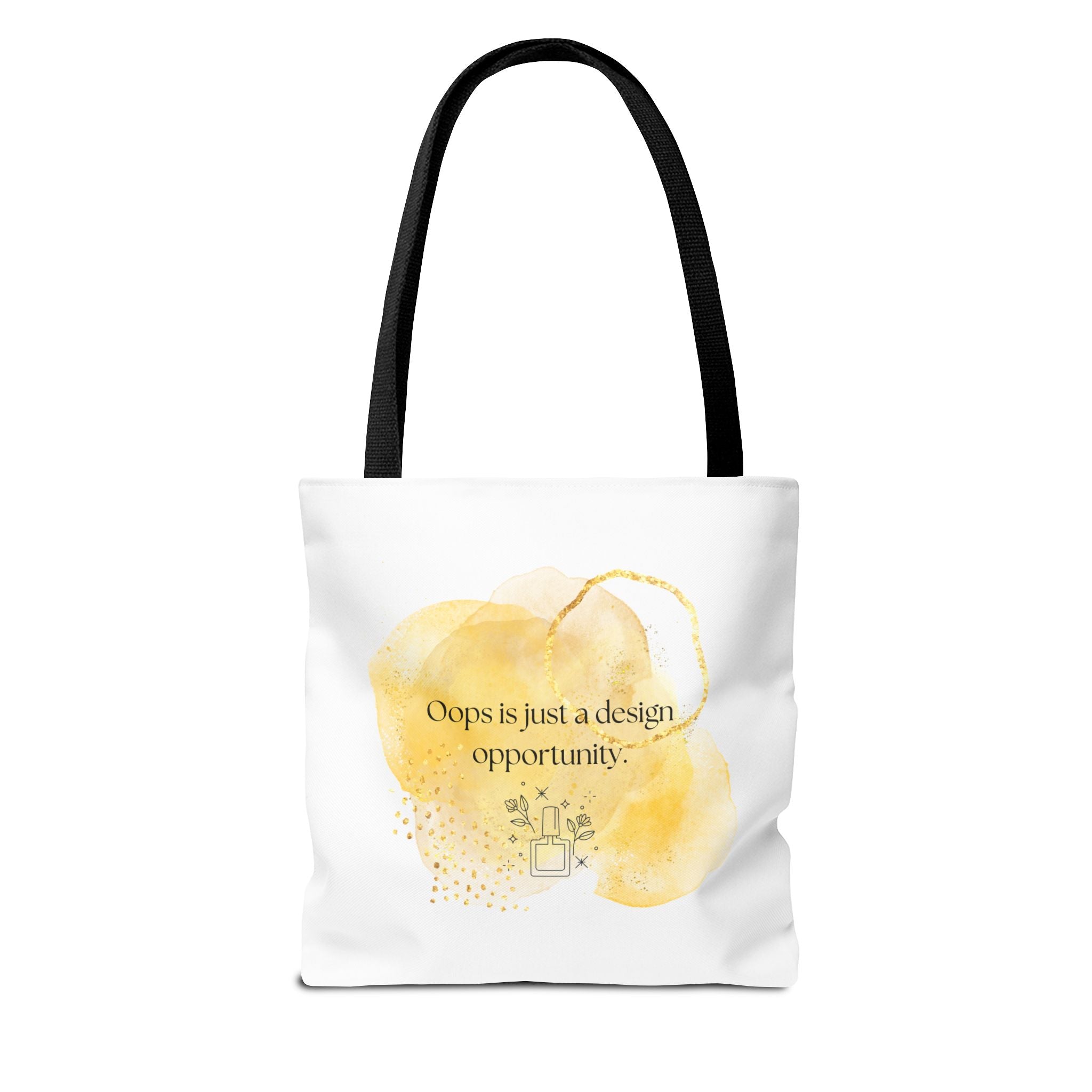 Inspirational Watercolor Tote Bag — "Oops is just a design opportunity"