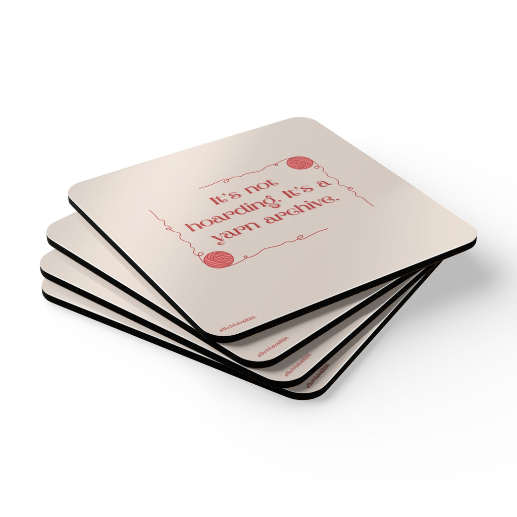 Yarn Archive Cork Coaster Set — "It's not hoarding. It's a yarn archive."