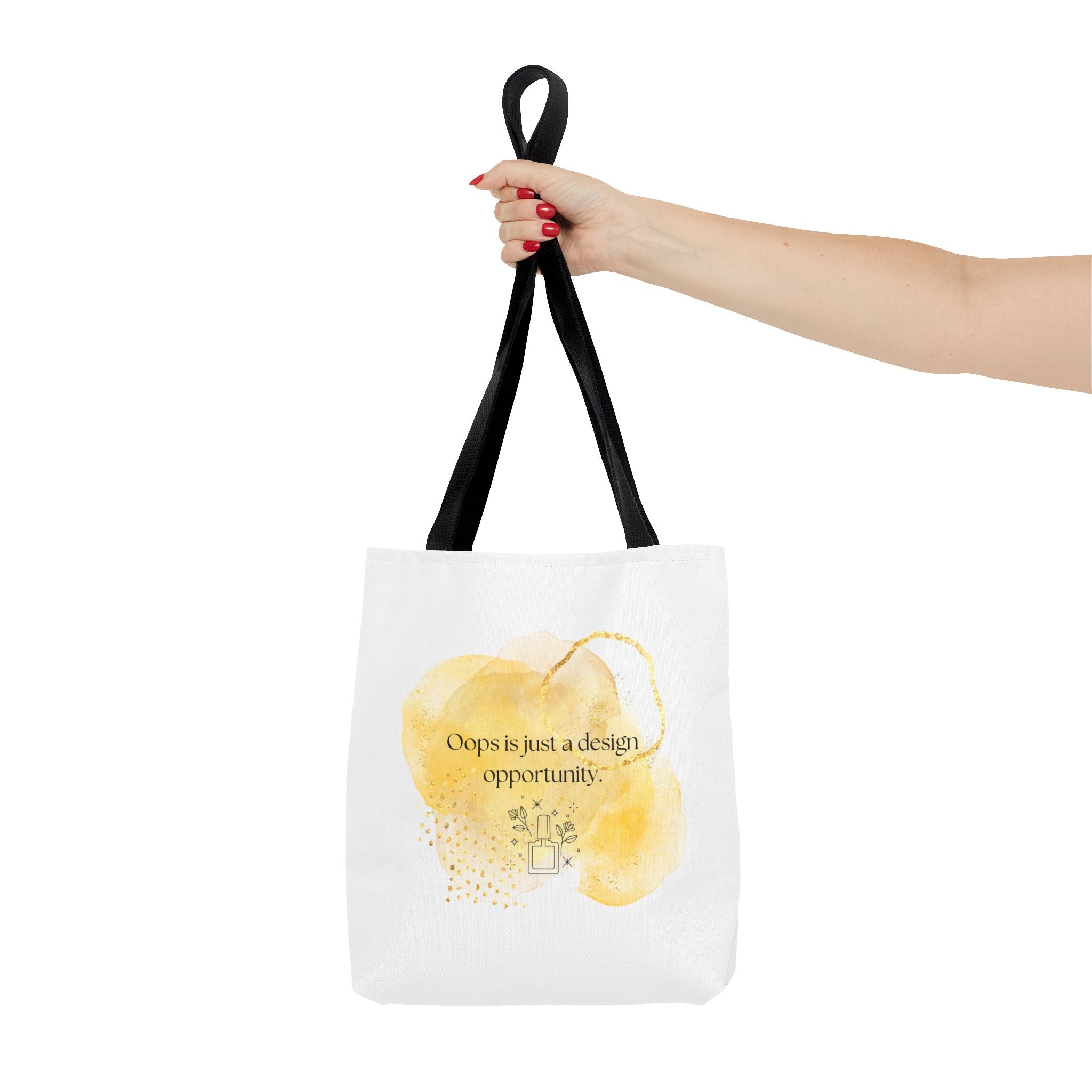 Inspirational Watercolor Tote Bag — "Oops is just a design opportunity"