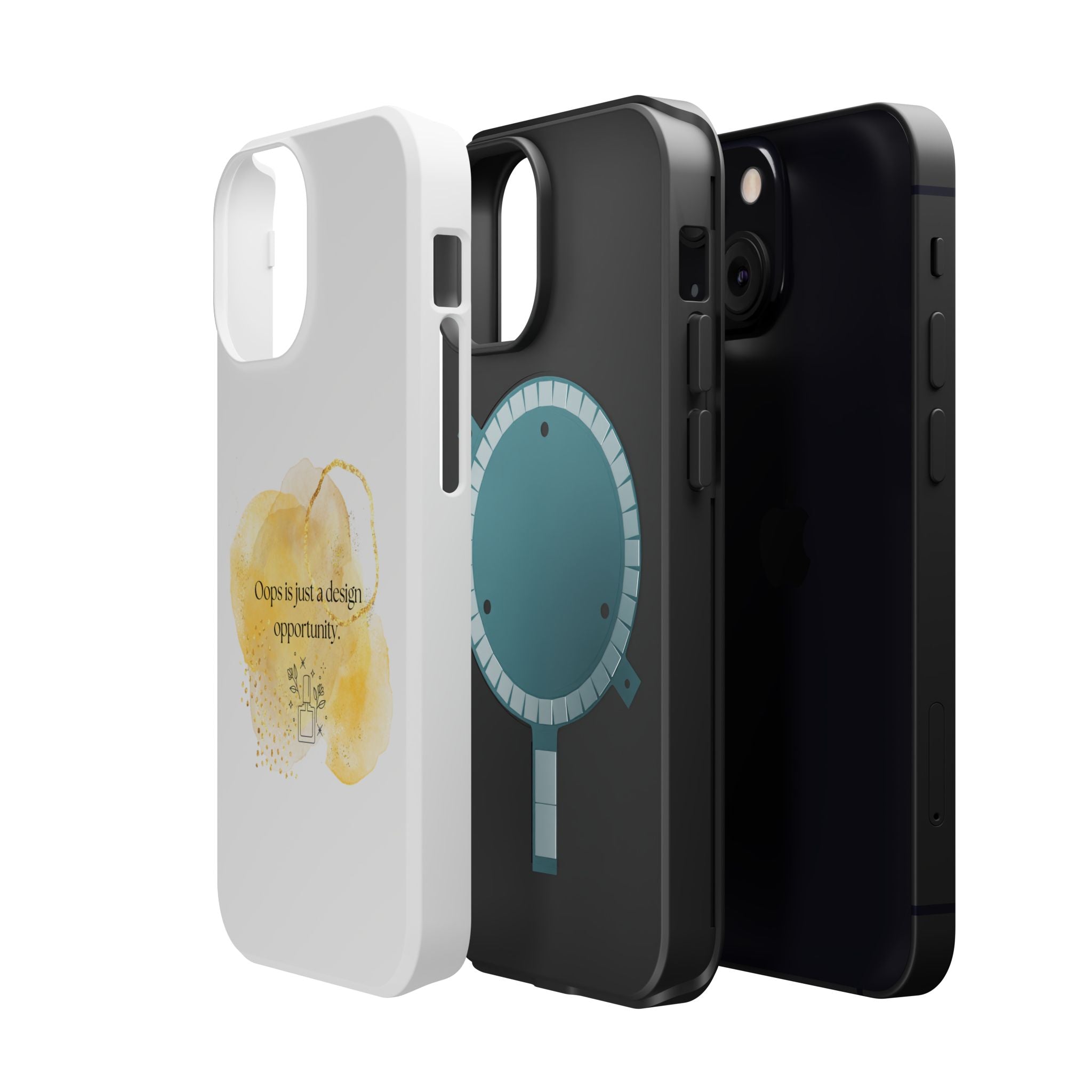 Magnetic Impact-Resistant Phone Case — “Oops is just a design opportunity.” Watercolor Accent