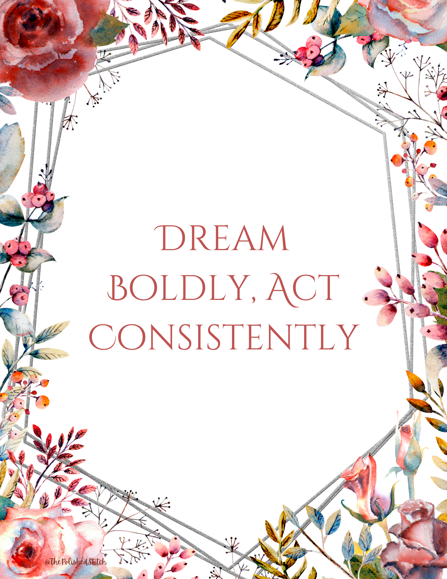 Inspirational Poster - Red Floral